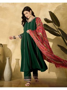 Gahan - Green Vichitra Zari Sequence Thread Embroidered Anarkali Kurta with Pant and Dupatta