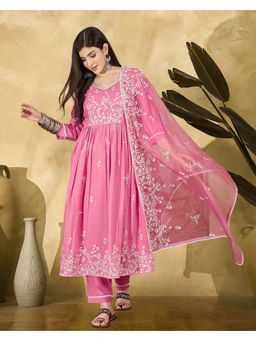 Gahan - Pink DChinon Silk Blend Chain Work Kurta with Pant and Dupatta