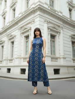 Gahan - Womens Viscose Rayon Printed Kurta with Pant - Blue