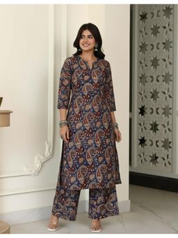 Gahan - Womens Viscose Rayon Straight Printed Kurta with Palazzo - Blue