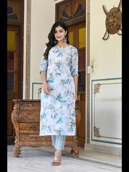 Gahan - Womens Viscose Rayon Straight Printed Kurta with Pant - Green