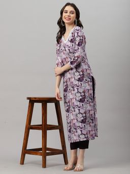 Gahan - Womens Viscose Rayon Straight Printed Kurta with Pant - Purple