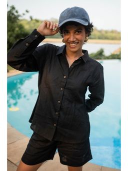 Creatures of Habit - Linen Day Co-Ord- Midnight Black (Set of 2)