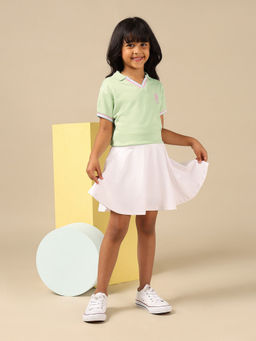 U.S. POLO ASSN. - Girls Green Pure Cotton Solids Polo T-shirt