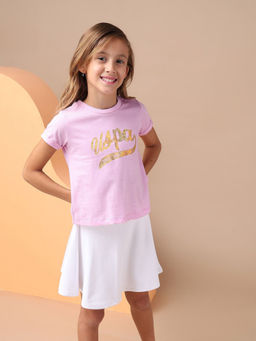 U.S. POLO ASSN. - Girls Cotton Printed Foil T-shirt