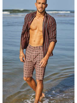 Okhai - Resilience' Pure Cotton Ajrakh Brown Short