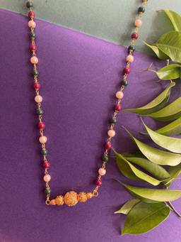Digital Dress Room - Multicolor Chain Necklace 5 Ball Pendant