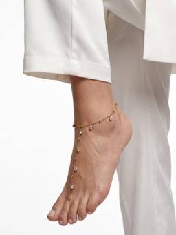Carlton London - Rose Gold Plated Dainty Solitaire Foot Chain Anklet