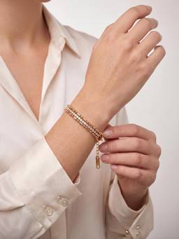 Carlton London - Premium Gold Plated Cz Studded Bold Layered Tennis Bracelet