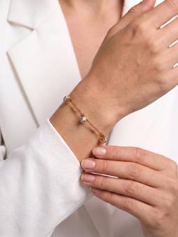 Carlton London - Premium Gold Plated Metallic Round Cz Studded Double Layered Bracelet