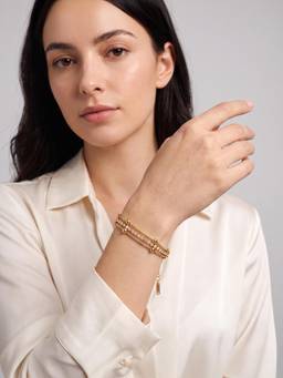 Carlton London - Gold Plated Cz Studded and Layered Tennis Bracelet