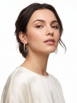 Carlton London - Gold and Silver Plated Fancy Bold Multi Loop Chain Half Hoop Earring