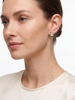 Carlton London - Gold-Plated Oval Solitaire Half Studs Earrings