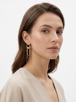 Carlton London - Premium Gold Plated Multiple Cascading Chain Tassel Drop Earring