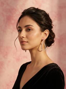 Peach Tassels - Silver-Toned Teardrop Dangle Earrings