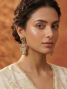 Peach Tassels - Stylish Earring with Colourful Fancy Stones