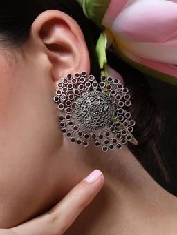 VENI - 92.5 Silver Plated Oxidized Earrings