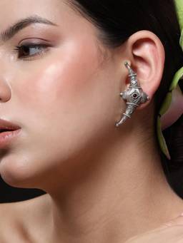 VENI - 92.5 Silver Plated Oxidized Earrings