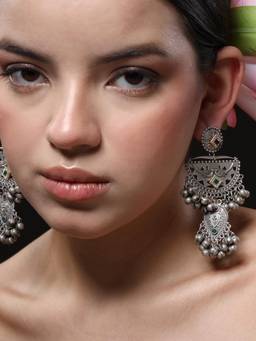VENI - 92.5 Silver Plated Oxidized Earrings
