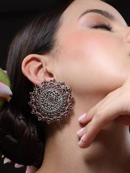 VENI - 92.5 Silver Plated Oxidized Earrings