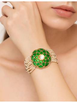 Nuyug - 22K Gold Plated Meena Bloom Kundan Bracelet