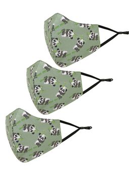 Tossido - Green Printed Cotton Adjustable Cloth Mask (Pack of 3)