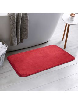 HomeTown - Emilia Memory Foam Anti Skid Bath Mat 44x66 Cm in Maroon Colour