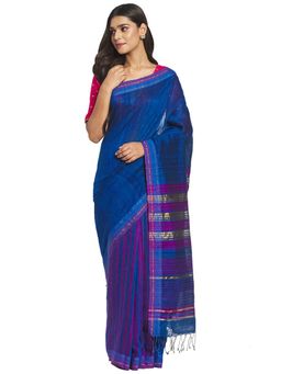 Fabindia - Blue Hand Woven Silk Sari