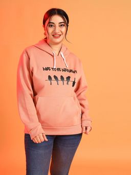 Instafab Plus - Size Women Printed Casual Hooded Sweatshirt Pink
