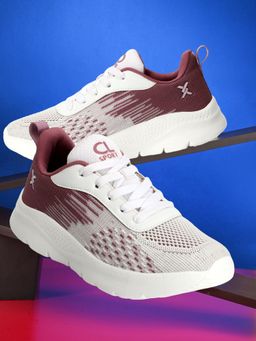 Carlton London - Fashionable White And Maroon Color Lace-Up Casual Shoes