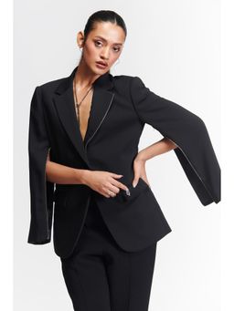 S&N by Shantnu Nikhil - Black Anti-Trend Zipped Blazer