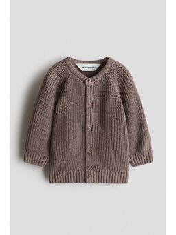 H&M - Unisex Brown Patent-Knit Cotton Cardigan