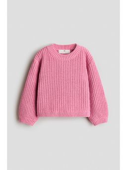 H&M - Girls Pink Chenille-Knit Jumper