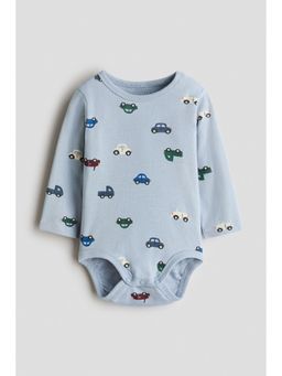 H&M - Girls Blue Printed Cotton Bodysuit