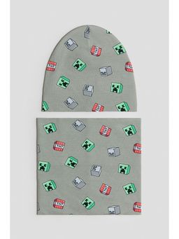 H&M - Boys Green 2-Piece Beanie and Tube Scarf Set