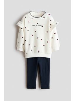 H&M - Girls White 2-Piece Sweatshirt and Leggings Set
