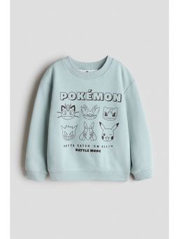H&M - Boys Turquoise Printed Brushed-Inside Sweatshirt