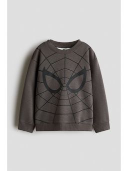 H&M - Boys Grey Printed Brushed-Inside Sweatshirt