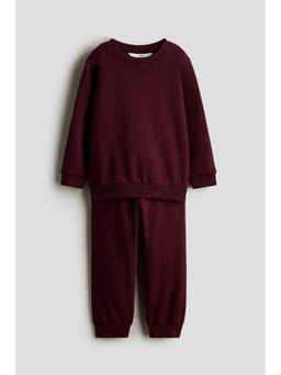 H&M - Boys Red 2-Piece Brushed-Inside Sweatshirt and Joggers
