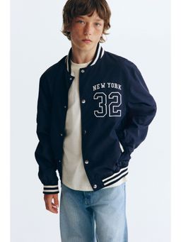H&M - Boys Blue Motif-Detail Baseball Jacket