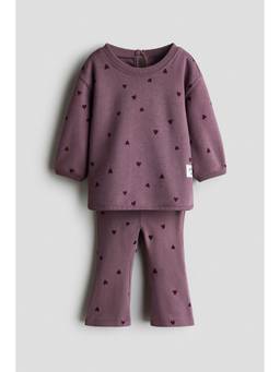 H&M - Girls Purple 2-Piece Printed Sweatshirt and Pant