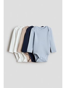 H&M - Boys Multi-Color 5-Pack Long-Sleeved Bodysuits