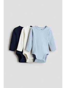 H&M - Unisex Multi-Color 3-Pack Ribbed Bodysuits