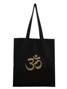 Maatir - Floral Om Embroidered Canvas Tote Bag for Women Free Size