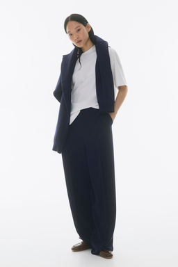 H&M - Women Blue High-Waisted Tailo Trousers