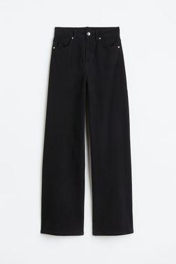 H&M - Women Black Wide Twill Trousers