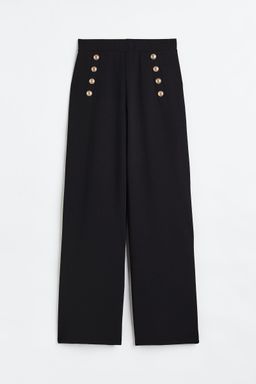 H&M - Women Black Button-Front Trousers
