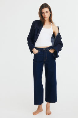 H&M - Women Blue Wide High Cropped Jeans