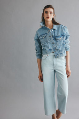 H&M - Women Blue Wide High Cropped Jeans