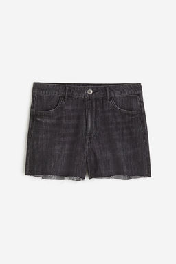 H&M - Women Black Feather Soft Denim Shorts